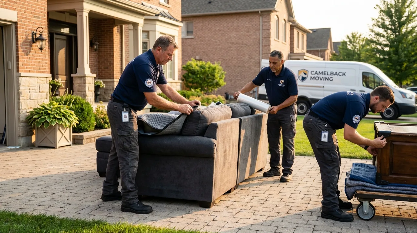 Large estate moving crew wrapping furniture in Elizabeth, WV