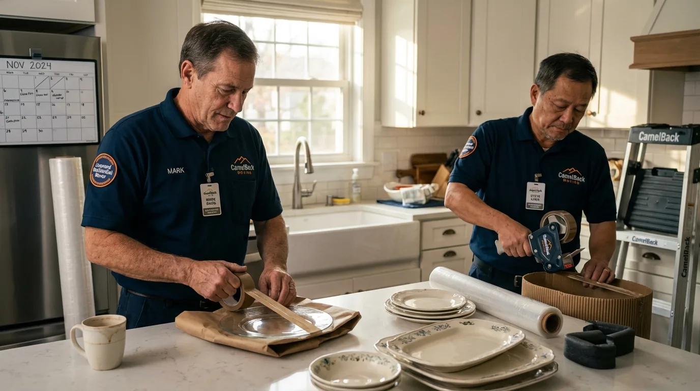 Professional crew packing kitchen dishware in Elizabeth, WV